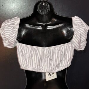 NWT Blithe Los Angeles striped off the shoulder top. Fairycore. Sz large.
